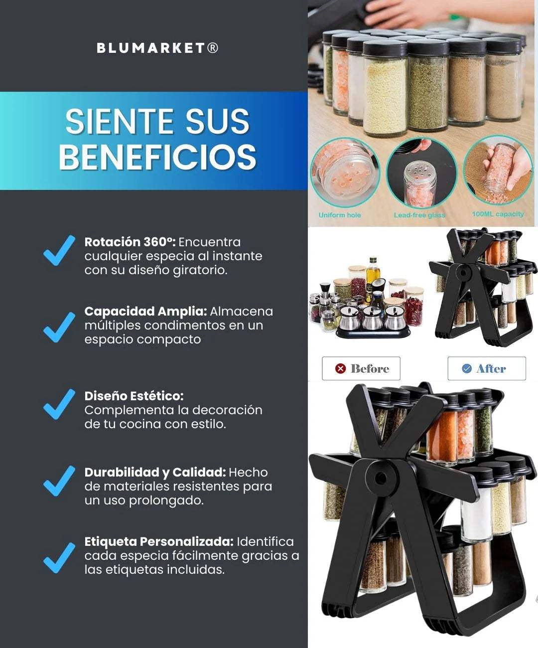 Organizador De Condimentos Giratorio X18