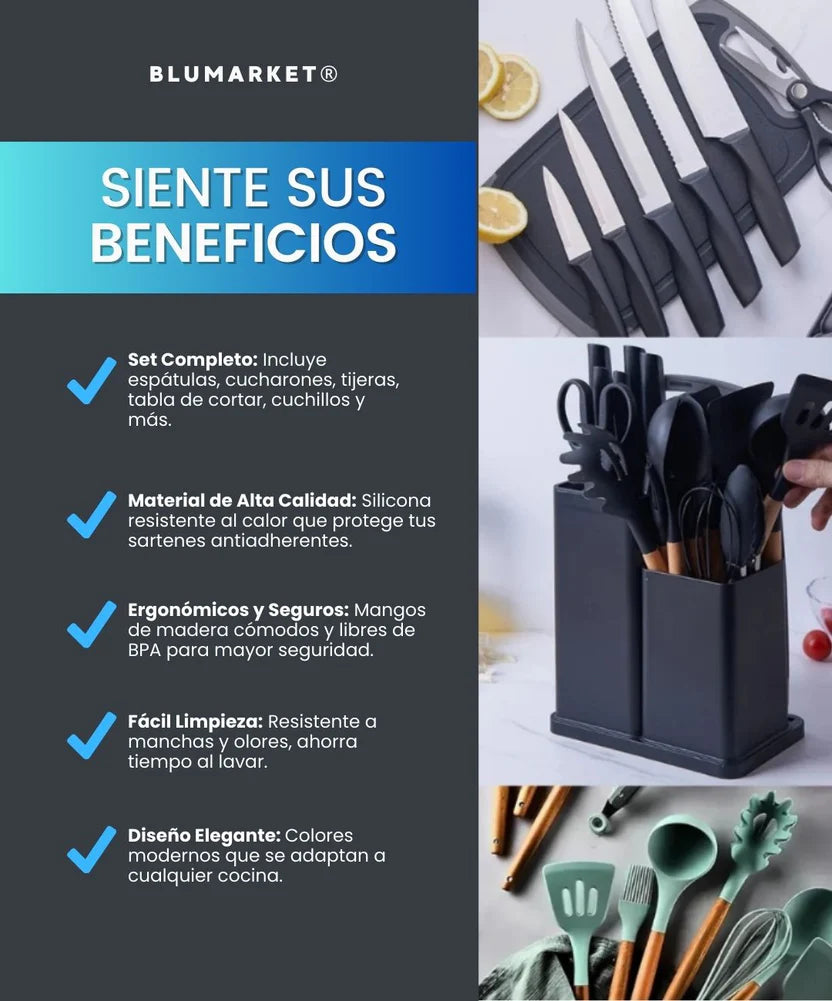 Conjunto De 19 Utensilios De Silicona