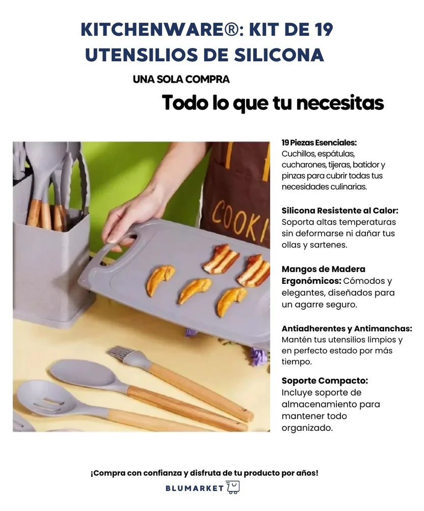 Conjunto De 19 Utensilios De Silicona